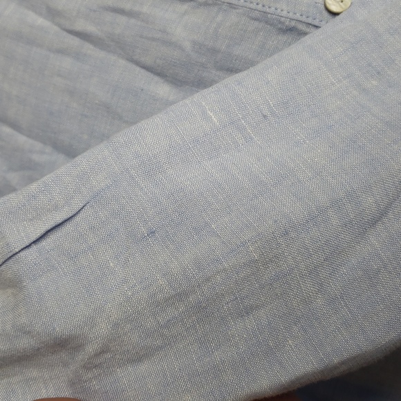 Tahari Womens Essentials 100% Linen Button Up Tunic Top Size M Blue Coastal - Picture 13 of 16